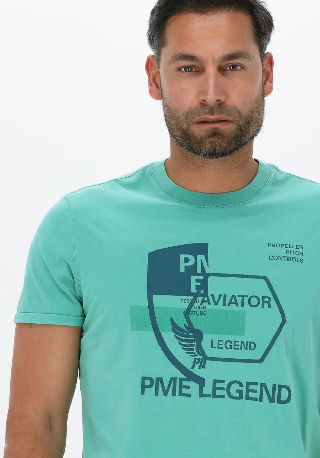 PME Legend Groene T-shirt Short Sleeve R-neck Single Jersey Gd