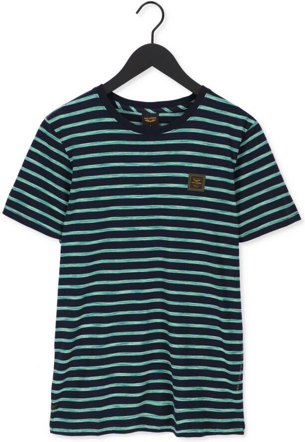 PME Legend Groene T-shirt Short Sleeve R-neck Space Yd Striped Jersey