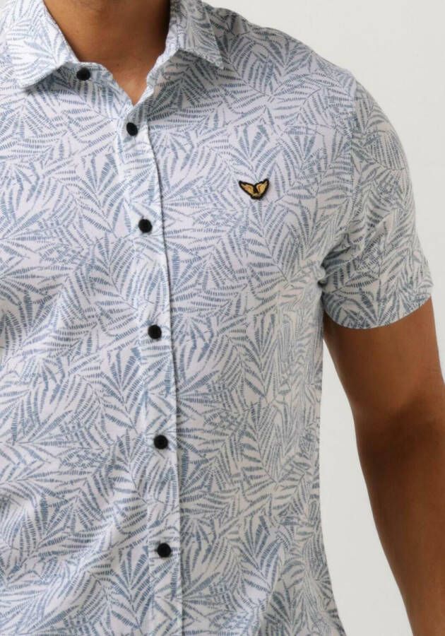 PME Legend Lichtblauwe Casual Overhemd Short Sleeve Shirt Print On Pique Jersey