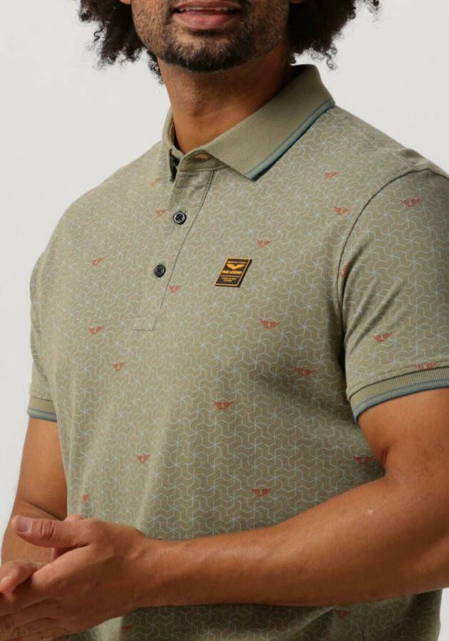 PME Legend Olijf Polo Short Sleeve Polo Fine Pique All Over Print