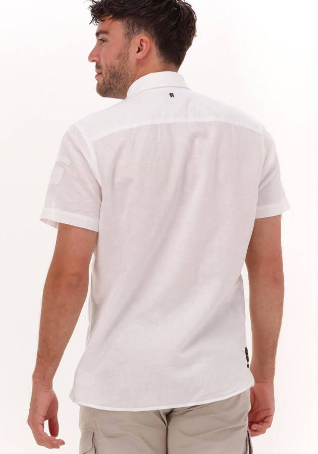 PME Legend Witte Casual Overhemd Short Sleeve Shirt Ctn linen