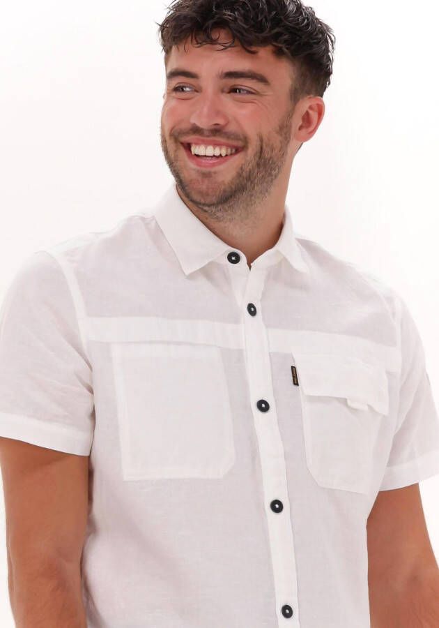 PME Legend Witte Casual Overhemd Short Sleeve Shirt Ctn linen