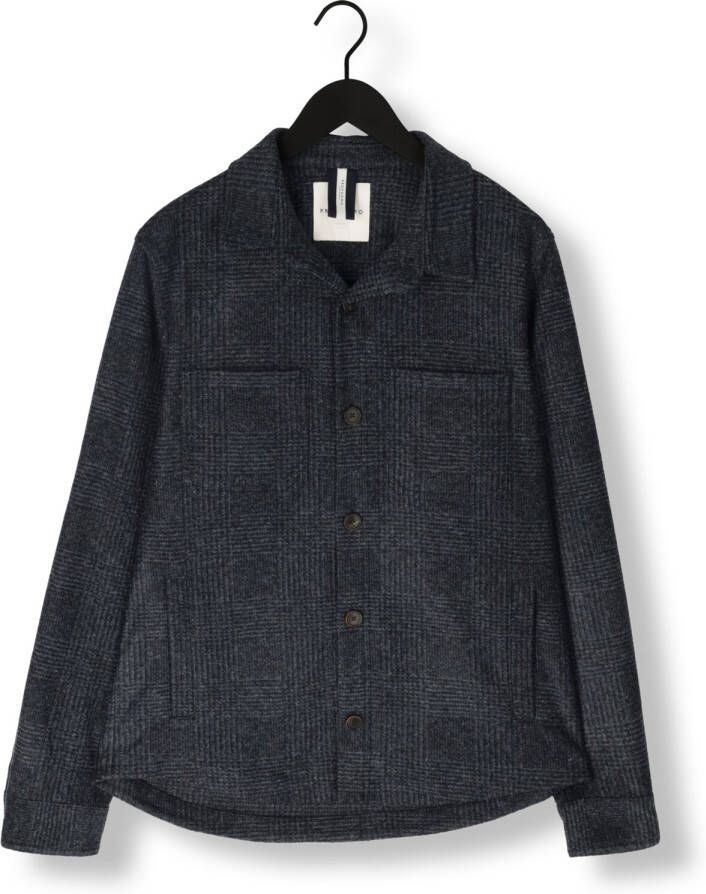PROFUOMO Heren Overhemden Overshirt Knit Check Donkerblauw
