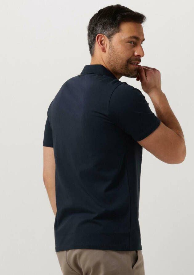Purewhite Donkerblauwe Polo With Button Placket And Small Print On Chest