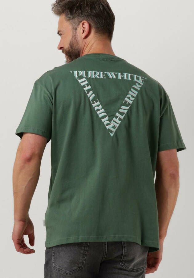 PUREWHITE Heren Polo's & T-shirts Tshirt With Small Logo At Side And Big Back Embroidery Donkergroen