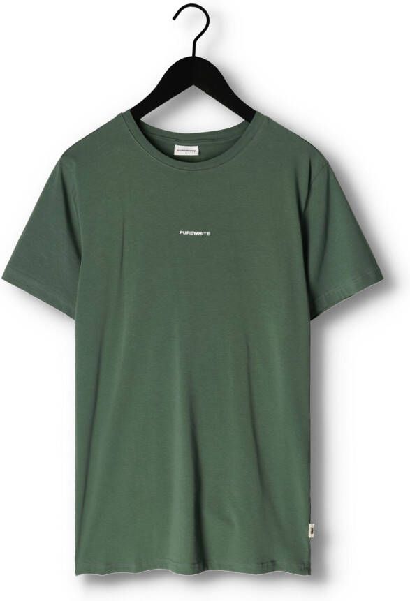 Purewhite Donkergroene T-shirt Tshirt With Small Logo On Chest And Big Back Print