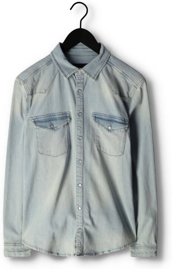 PUREWHITE Heren Overhemden Denim Shirt With Pressbuttons And Pockets On Chest Lichtblauw
