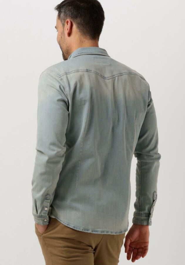 PUREWHITE Heren Overhemden Denim Shirt With Pressbuttons And Pockets On Chest Lichtblauw