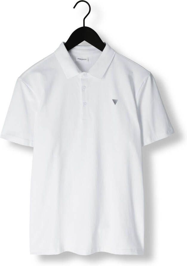 Purewhite Witte Polo With Button Placket And Small Print On Chest