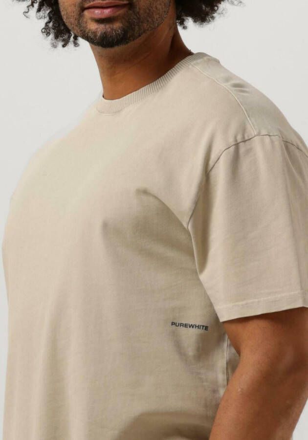 PUREWHITE Heren Polo's & T-shirts Tshirt With Small Front Logo At Side And Big Back Print Zand