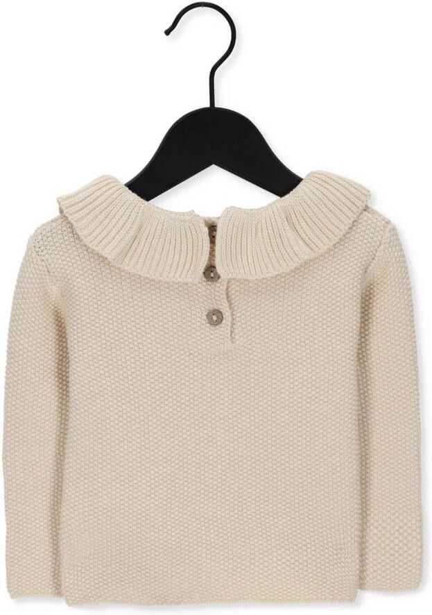 Quincy Mae Beige Trui Ruffle Collar Knit Sweater