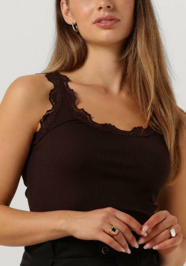 ROSEMUNDE Dames Tops & T-shirts Babette Silk Top W Lace Bruin