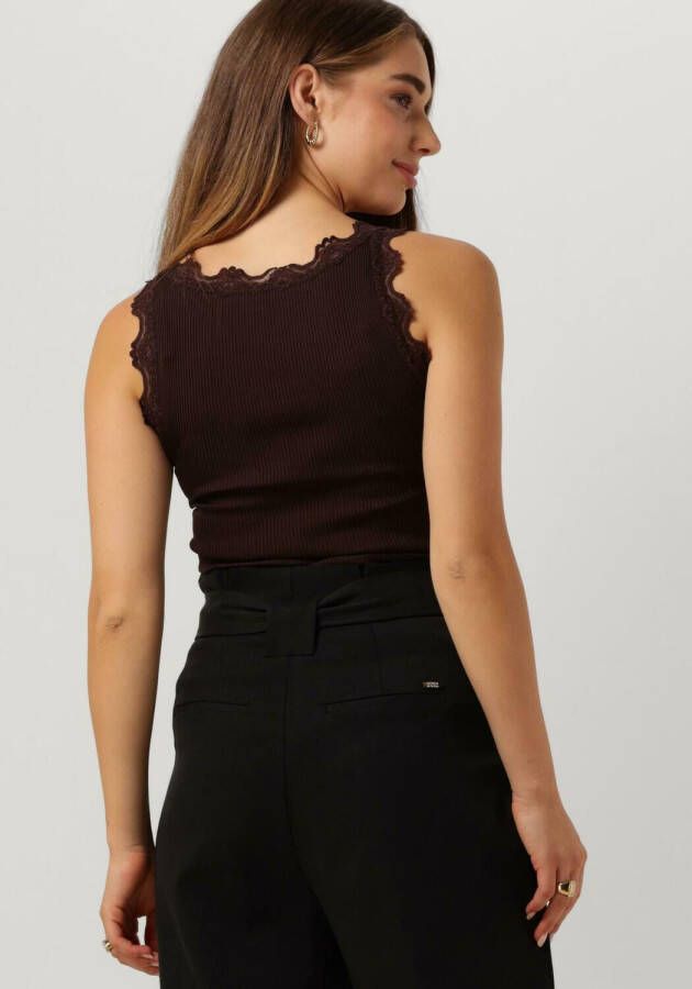 ROSEMUNDE Dames Tops & T-shirts Babette Silk Top W Lace Bruin