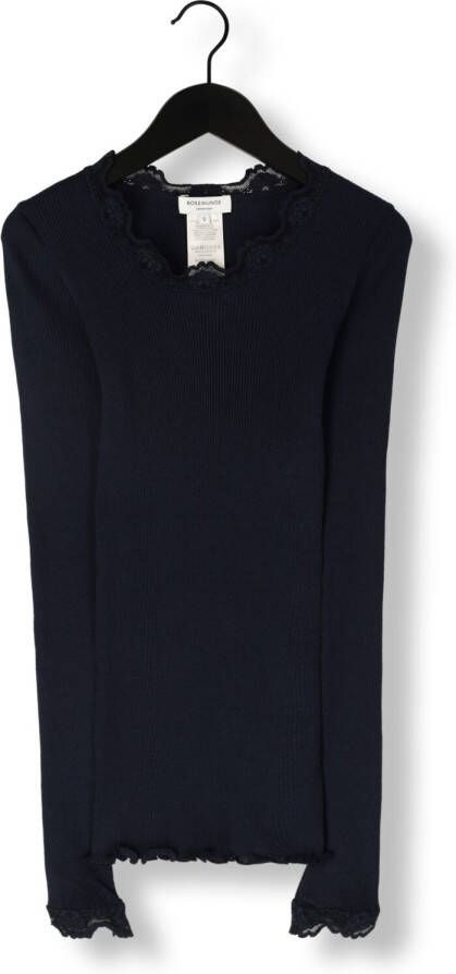 ROSEMUNDE Dames Tops & T-shirts Babette Silk T-shirt Lace Donkerblauw