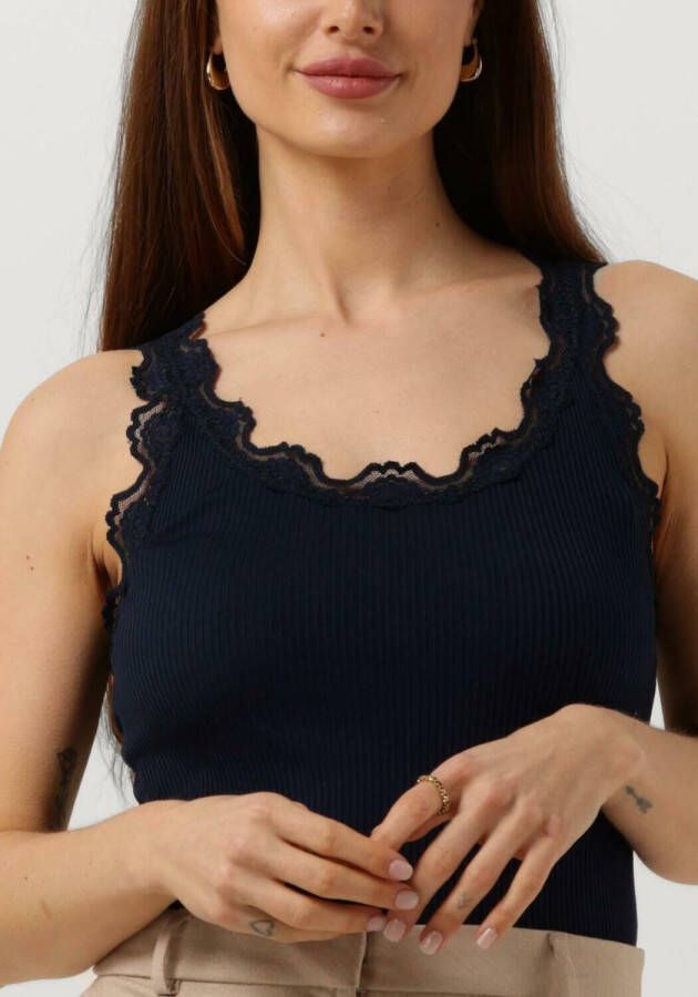 ROSEMUNDE Dames Tops & T-shirts Silk Top W Lace Donkerblauw