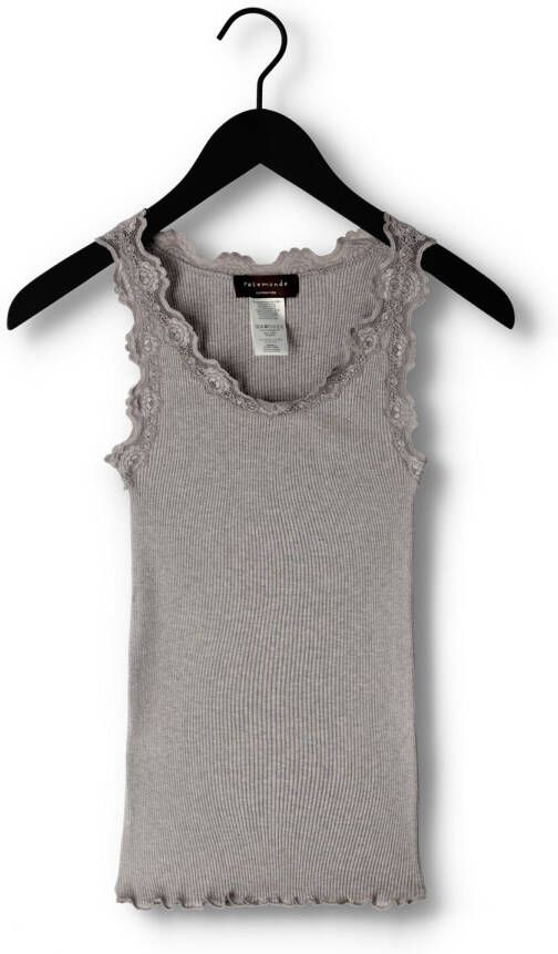 ROSEMUNDE Dames Tops & T-shirts Silk Top W Lace Lichtgrijs