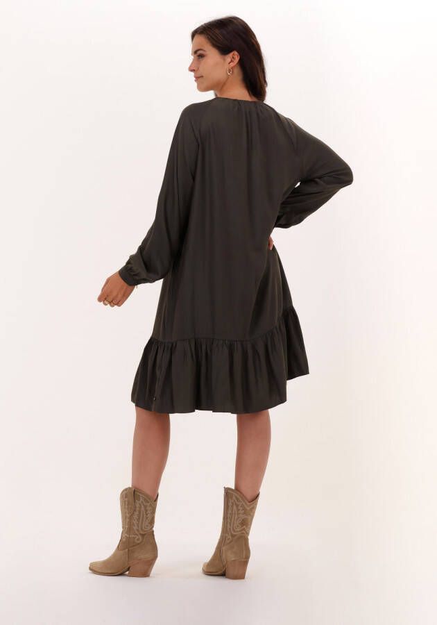 Scotch & Soda Antraciet Mini Jurk Easy Fit Long Sleeve Dress With Smock Details