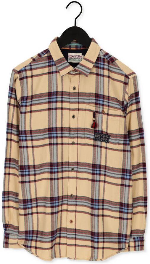 Scotch & Soda Beige Casual Overhemd Regular Fit Mid-weight Brused Flannel Check Shirt