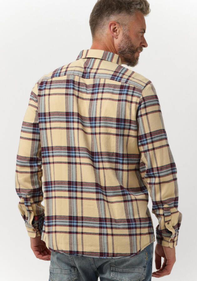 Scotch & Soda Beige Casual Overhemd Regular Fit Mid-weight Brused Flannel Check Shirt
