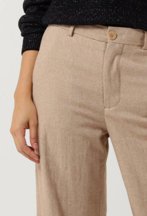 Scotch & Soda Beige Pantalon Edie High Rise Wide-leg Trousers In Structured Quality