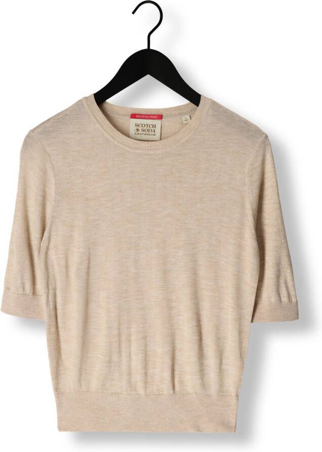 SCOTCH & SODA Dames Tops & T-shirts Short Sleeved Crew Neck Pullover Beige