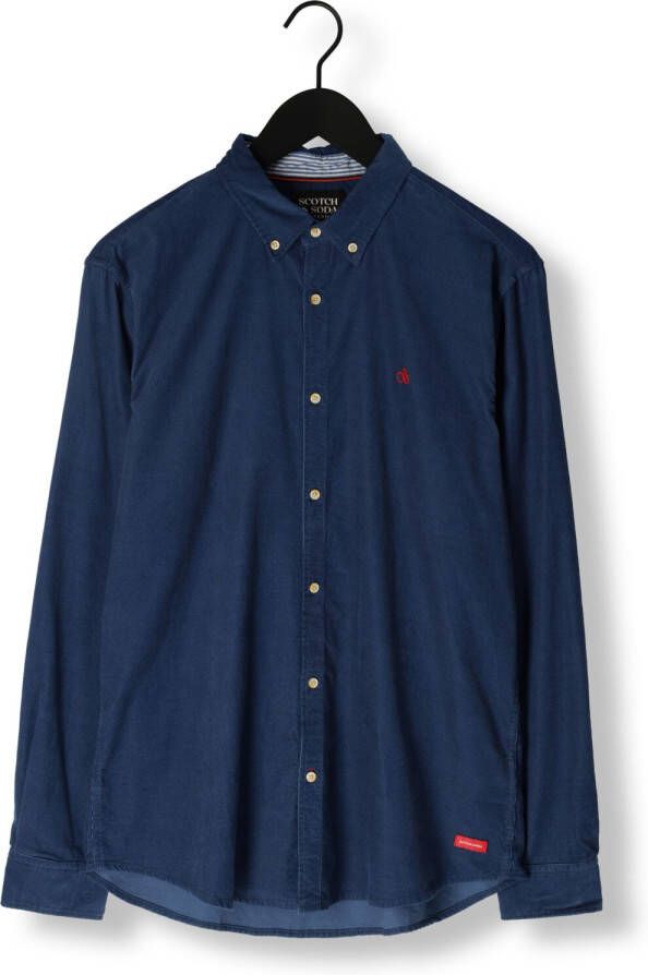 SCOTCH & SODA Heren Overhemden Fine Corduroy Shirt Slim Fit Blauw