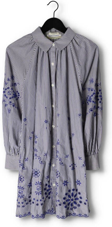 SCOTCH & SODA Dames Jurken Striped Shirt Dress With Embroidery In Organic Cotton Blauw