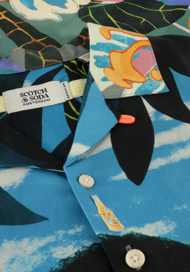 SCOTCH & SODA Jongens Polo's & T-shirts Tennis Placement Print Short Sleeve Tencel Blauw