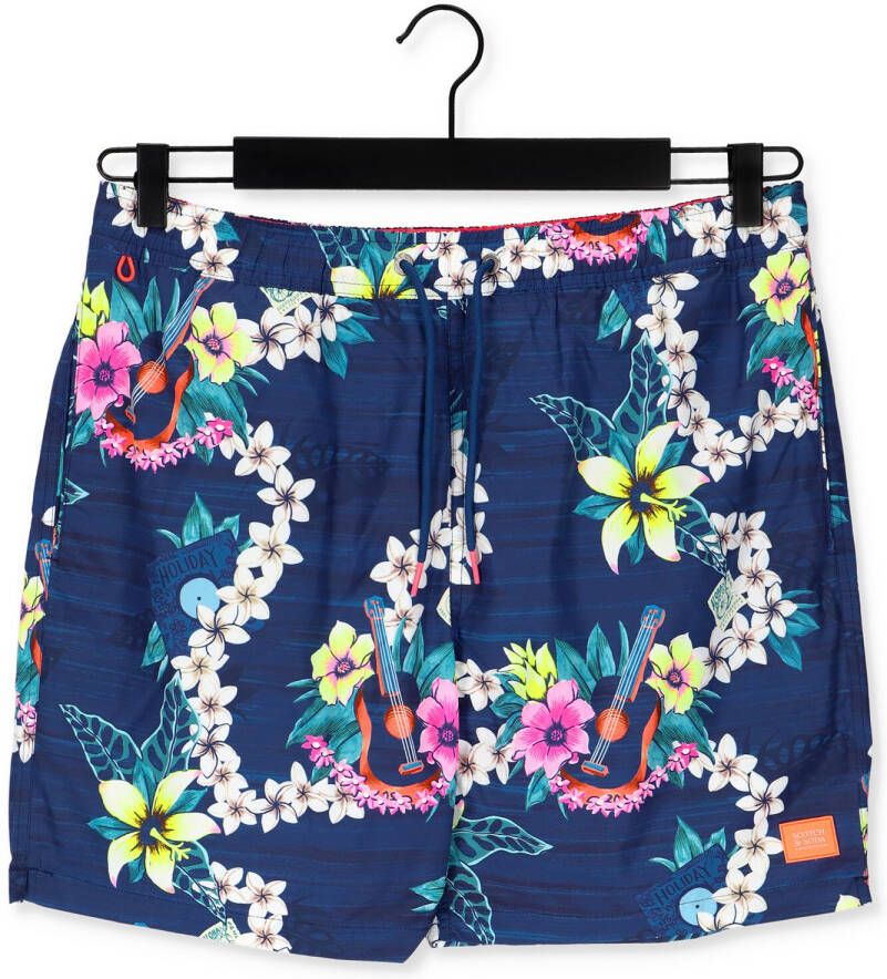 Scotch & Soda Blauwe Recycled Polyester Printed Swimshort