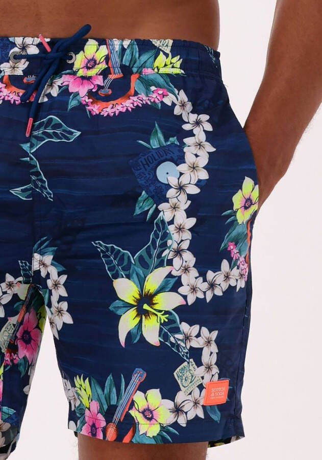 Scotch & Soda Blauwe Recycled Polyester Printed Swimshort