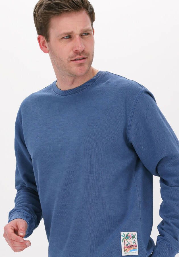 Scotch & Soda Blauwe Sweater Garment-dyed Interlock Felpa Sweatshirt