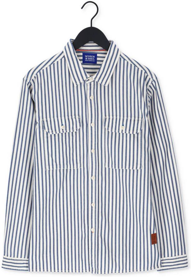 SCOTCH & SODA Heren Overhemden Indigo Striped 2-pocket Regula Donkerblauw