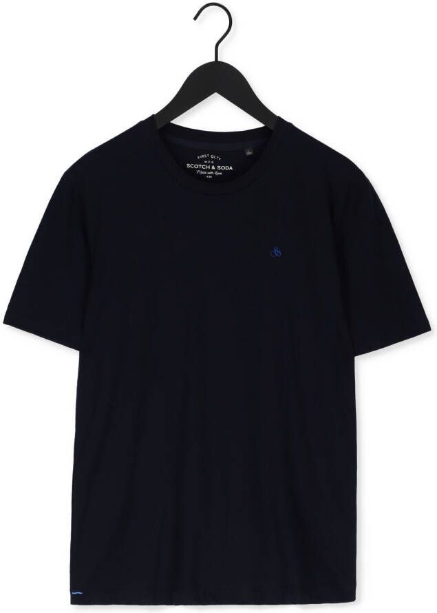 SCOTCH & SODA Heren Polo's & T-shirts Crewneck Jersey T-shirt Donkerblauw