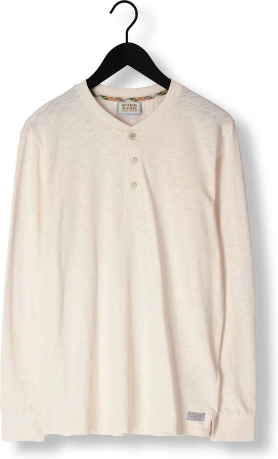 SCOTCH & SODA Heren Polo's & T-shirts Slub Henley Long Sleeve Tee Gebroken Wit