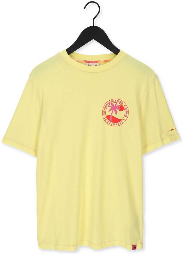 Scotch & Soda Gele T-shirt Logo Graphic Jersey T-shirt In Organic Cotton