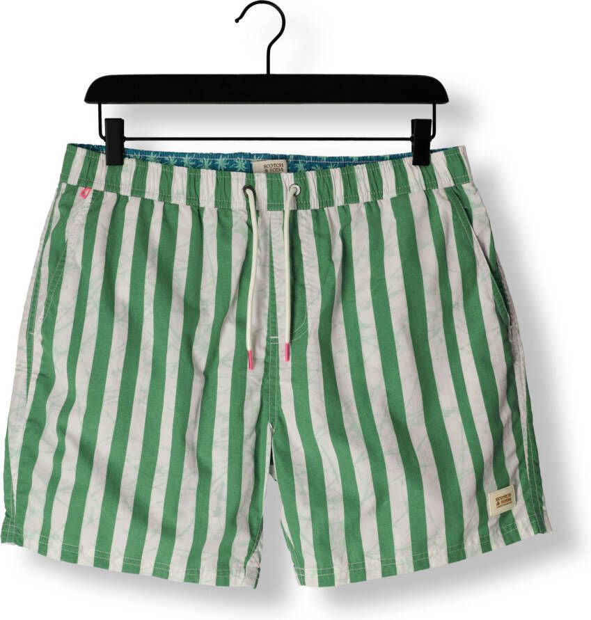 Scotch & Soda Groene Mid Length Batik Stripe Printed Swimshort