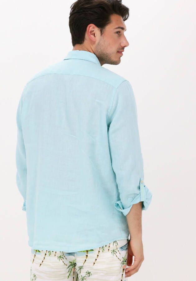 Scotch & Soda Lichtblauwe Casual Overhemd Regular Fit Garment-dyed Linen Shirt
