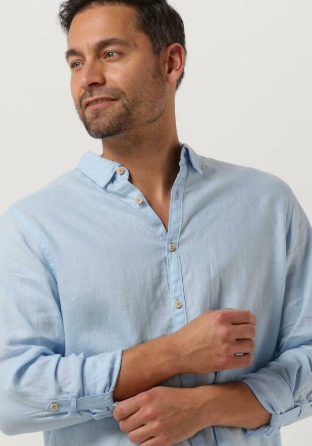 SCOTCH & SODA Heren Overhemden Regular-fit Linen Shirt With Sleeve Roll-up Lichtblauw