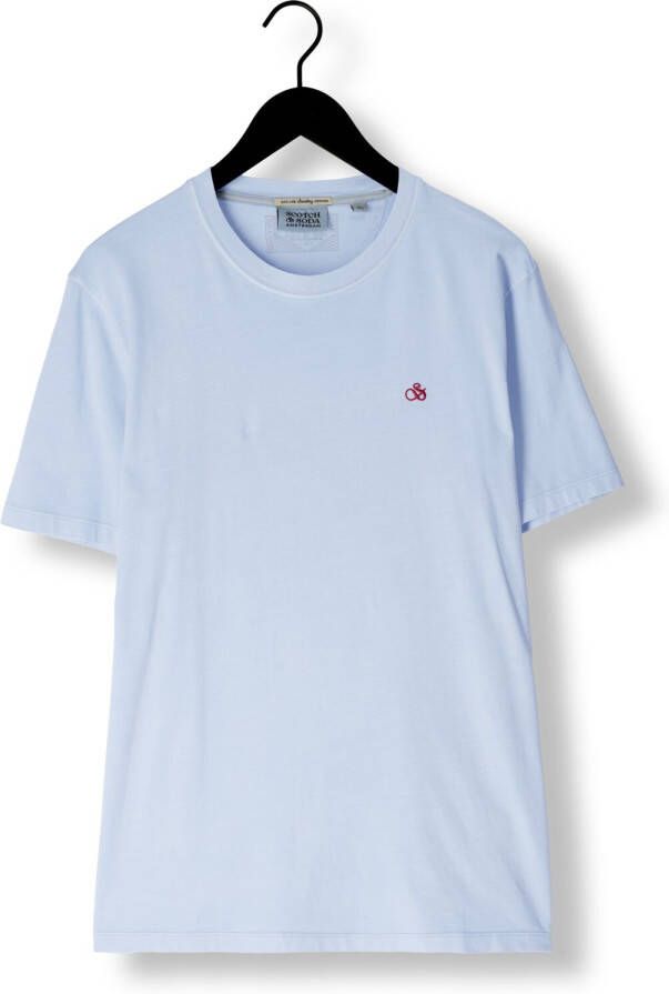 SCOTCH & SODA Heren Polo's & T-shirts Garment Dye Logo Embroidery Tee Lichtblauw