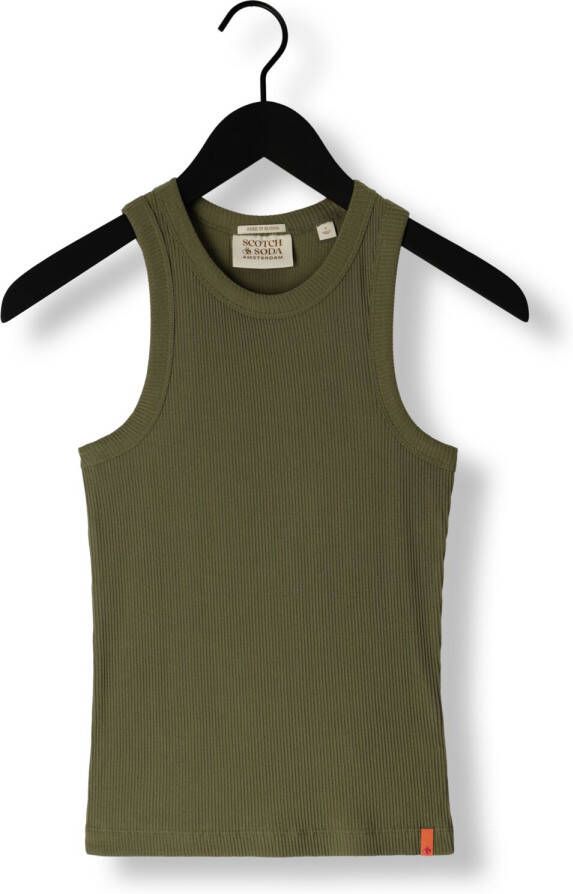 SCOTCH & SODA Dames Tops & T-shirts Cotton In-conversion Racer Tank Olijf