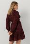 SCOTCH & SODA Dames Jurken Long Sleeved Lurex Jacquard Ruffle Dress With V-neck Rood - Thumbnail 3