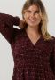 SCOTCH & SODA Dames Jurken Long Sleeved Lurex Jacquard Ruffle Dress With V-neck Rood - Thumbnail 4