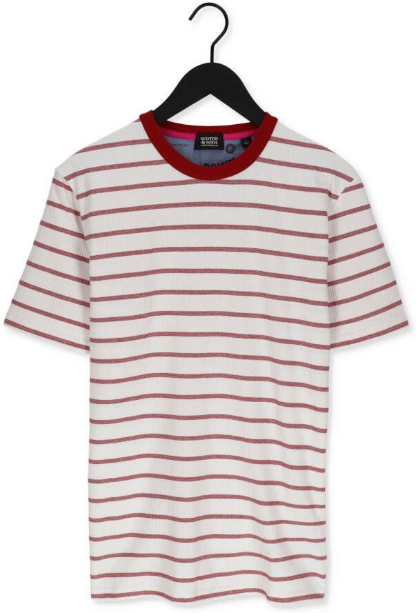 Scotch & Soda Rode T-shirt Waffle Jersey Breton T-shirt