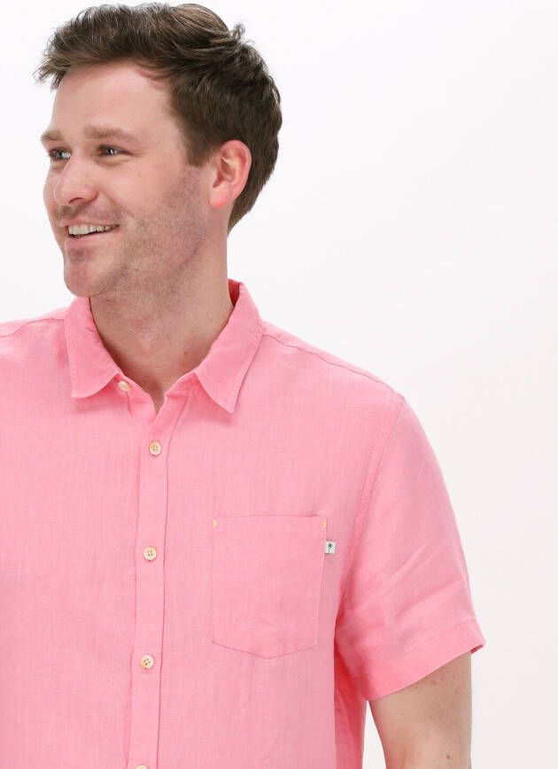 Scotch & Soda Roze Casual Overhemd Regular Fit Garment-dyed Linen Shortsleeve Shirt