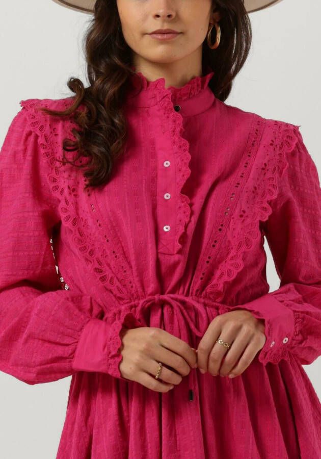 Scotch & Soda Roze Mini Jurk Mini Shirt Dress With Lace Detail In Organic Cotton