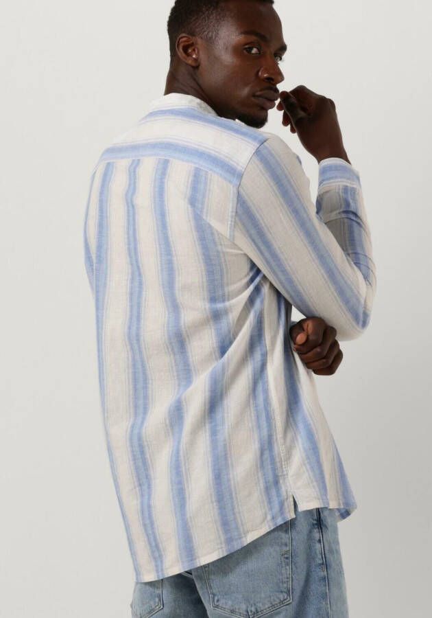SCOTCH & SODA Heren Overhemden Cotton Linen Blend Kaftan In Checks And Stripes Wit