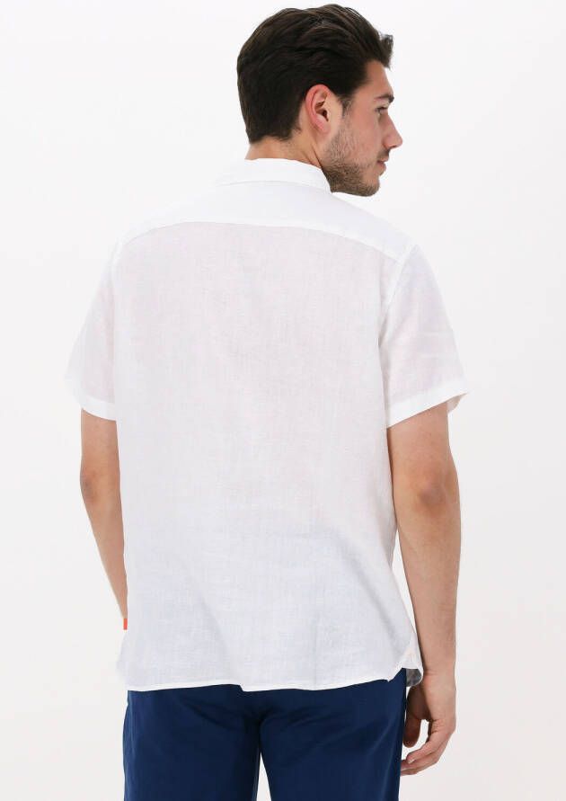 Scotch & Soda Witte Casual Overhemd Regular Fit Garment-dyed Linen Shortsleeve Shirt