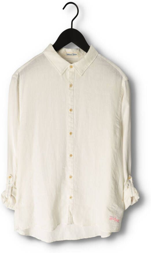 SCOTCH & SODA Heren Overhemden Regular-fit Linen Shirt With Sleeve Roll-up Wit