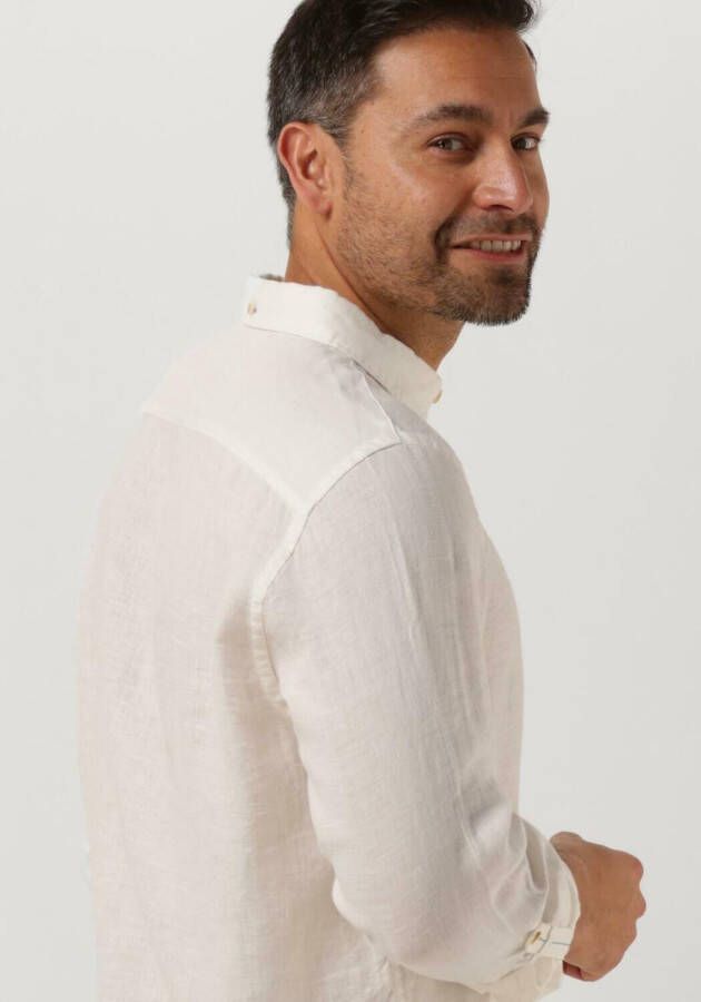 SCOTCH & SODA Heren Overhemden Regular-fit Linen Shirt With Sleeve Roll-up Wit
