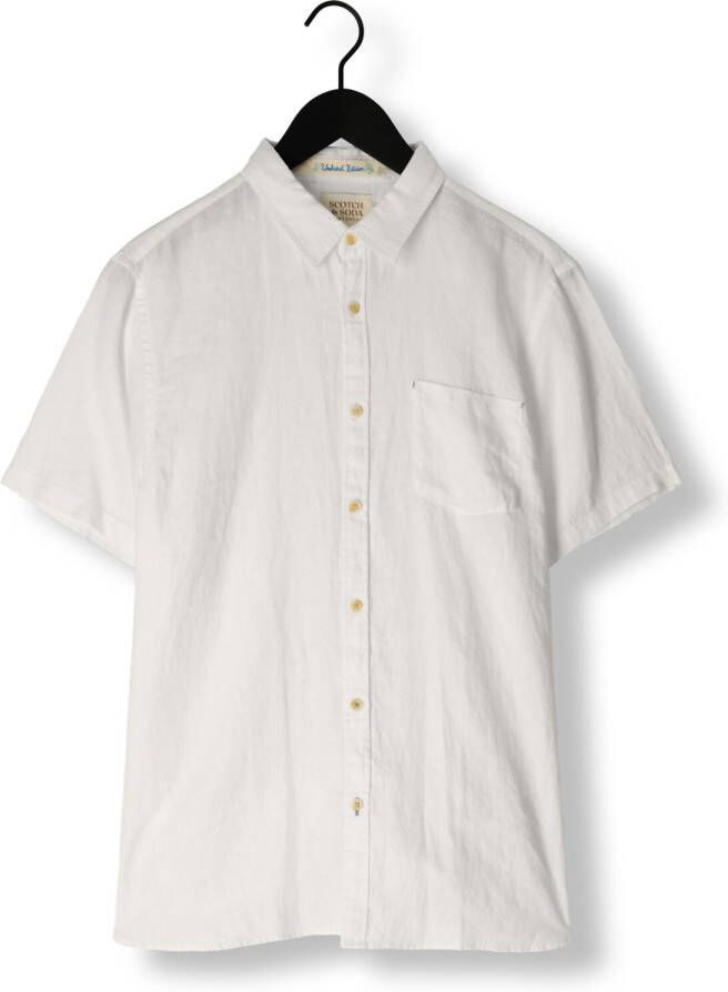 SCOTCH & SODA Heren Overhemden Short Sleeve Linen Shirt Wit